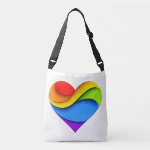 SlipperyJoe's Regenbogen-Schicht-Herzform rot oran Tragetaschen Mit Langen Trägern