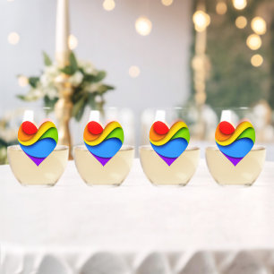 SlipperyJoe's Regenbogen-Schicht-Herzform rot oran Weinglas Ohne Stiel