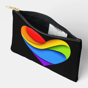 SlipperyJoe's Regenbogen-Schicht-Herzform rot oran Zubehörtasche