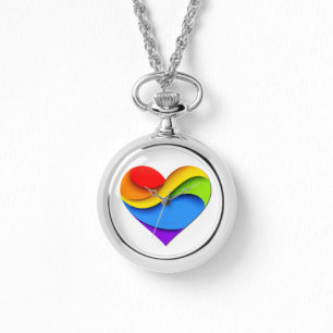 SlipperyJoe's Regenbogen-Schichten-Herzform rot or Armbanduhr