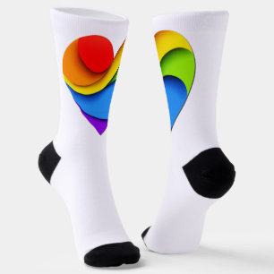 SlipperyJoe's Regenbogen-Schichten-Herzform rot or Socken