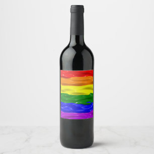SlipperyJoe's Regenbogenfarben glänzen Flüssigkeit Weinetikett