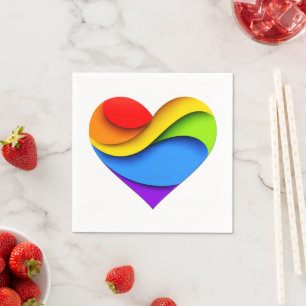 SlipperyJoe's regenbogenfarbene Herzform rot oran Serviette