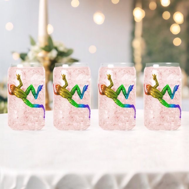 SlipperyJoe's regenbogenfarbener Frosch gerenderte Dosenglas (Insitu (Hochzeit))