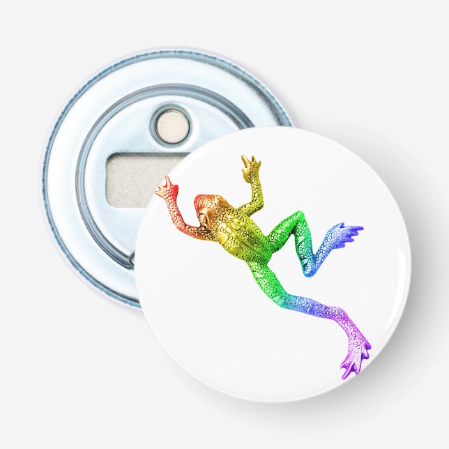 SlipperyJoe's regenbogenfarbener Frosch gerenderte Flaschenöffner (Vorderseite)