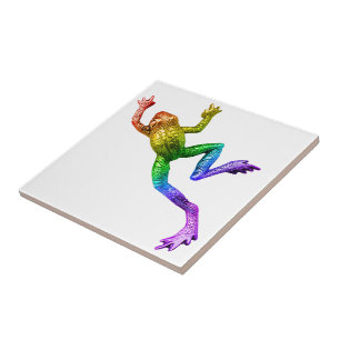 SlipperyJoe's regenbogenfarbener Frosch gerenderte Fliese