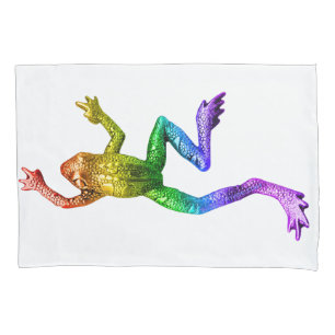 SlipperyJoe's regenbogenfarbener Frosch gerenderte Kissenbezug