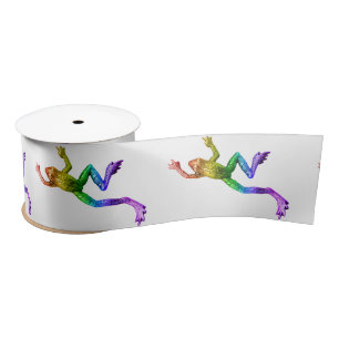 SlipperyJoe's regenbogenfarbener Frosch gerenderte Satinband
