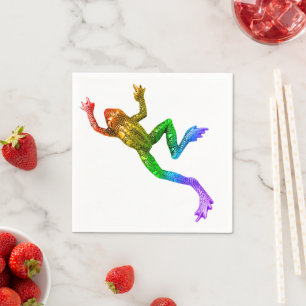 SlipperyJoe's regenbogenfarbener Frosch gerenderte Serviette