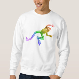 SlipperyJoe's regenbogenfarbener Frosch gerenderte Sweatshirt