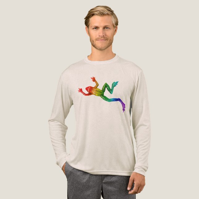 SlipperyJoe's regenbogenfarbener Frosch gerenderte Tri-Blend Shirt (Volle Vorderseite)