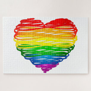 SlipperyJoes regenbogenfarbenes Herz mit gekritzel
