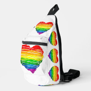 SlipperyJoes regenbogenfarbenes Herz mit kritzelig Crossbody Bag