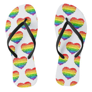 SlipperyJoes regenbogenfarbenes Herz mit kritzelig Flip Flops