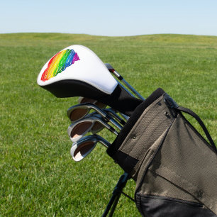 SlipperyJoes regenbogenfarbenes Herz mit kritzelig Golf Headcover