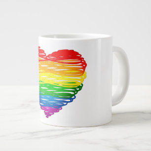 SlipperyJoes regenbogenfarbenes Herz mit kritzelig Jumbo-Tasse