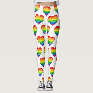 SlipperyJoes regenbogenfarbenes Herz mit kritzelig Leggings