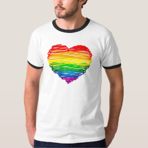 SlipperyJoes regenbogenfarbenes Herz mit kritzelig T-Shirt