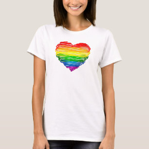 SlipperyJoes regenbogenfarbenes Herz mit kritzelig T-Shirt