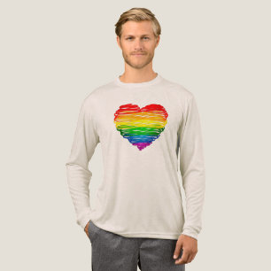 SlipperyJoes regenbogenfarbenes Herz mit kritzelig Tri-Blend Shirt