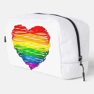 SlipperyJoes regenbogenfarbenes Herz mit kritzelig Waschbeutel