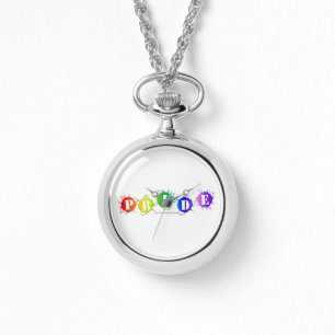 SlipperyJoe's regenbogenfarbenes Pride-Schild plat Armbanduhr