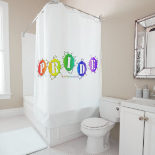 SlipperyJoe's regenbogenfarbenes Pride-Schild plat Duschvorhang