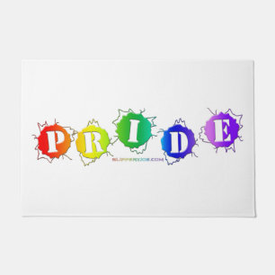 SlipperyJoe's regenbogenfarbenes Pride-Schild plat Fußmatte
