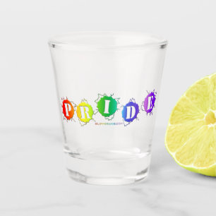 SlipperyJoe's regenbogenfarbenes Pride-Schild plat Schnapsglas
