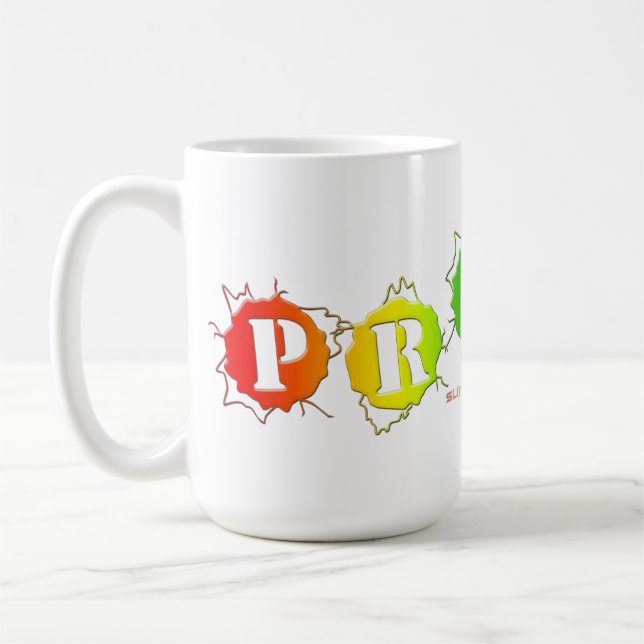 SlipperyJoe's regenbogenfarbenes Stolz-Zeichen dor Kaffeetasse (Links)