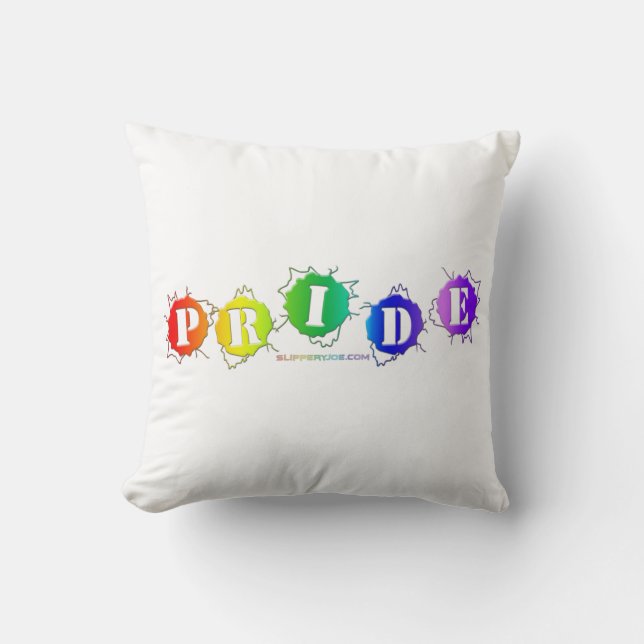 SlipperyJoe's regenbogenfarbenes Stolz-Zeichen dor Kissen (Vorderseite)