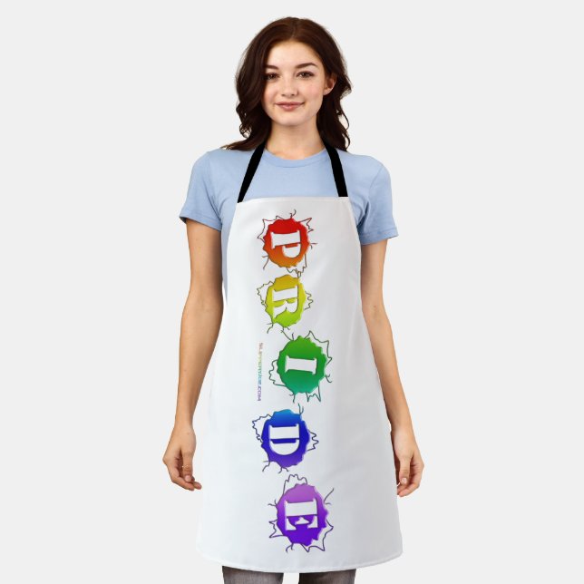 SlipperyJoe's regenbogenfarbenes Stolz-Zeichen dor Schürze (Getragen)