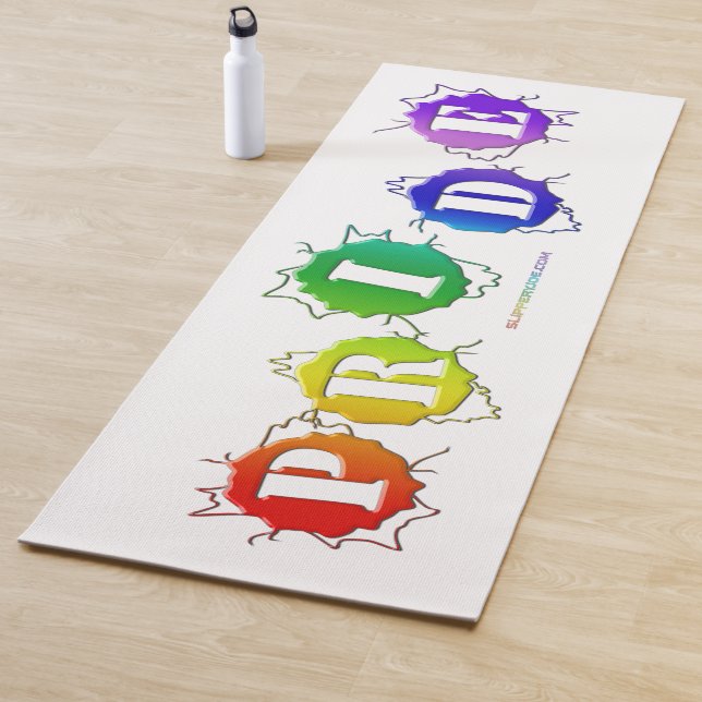 SlipperyJoe's regenbogenfarbenes Stolz-Zeichen dor Yogamatte (Beispiel)
