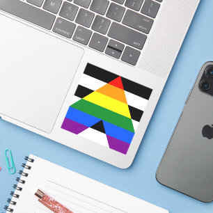 SlipperyJoes Regenbogenflagge für gerade Verbündet Aufkleber