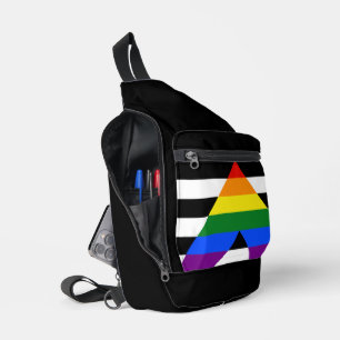 SlipperyJoes Regenbogenflagge für gerade Verbündet Crossbody Bag