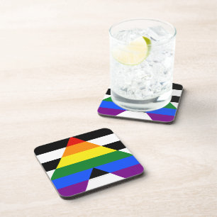 SlipperyJoes Regenbogenflagge für gerade Verbündet Getränkeuntersetzer