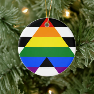 SlipperyJoes Regenbogenflagge für gerade Verbündet Keramik Ornament