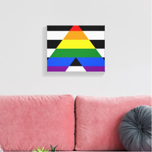 SlipperyJoes Regenbogenflagge für gerade Verbündet Leinwanddruck