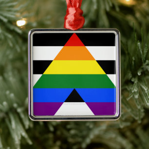 SlipperyJoes Regenbogenflagge für gerade Verbündet Ornament Aus Metall