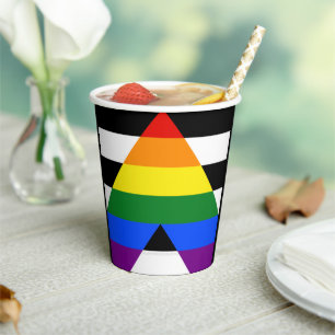 SlipperyJoes Regenbogenflagge für gerade Verbündet Pappbecher