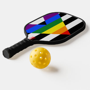 SlipperyJoes Regenbogenflagge für gerade Verbündet Pickleball Schläger