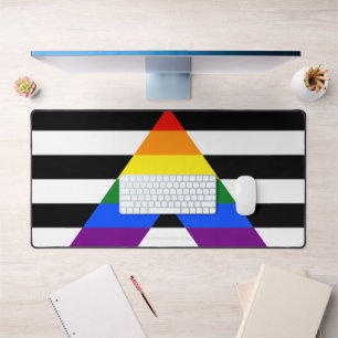 SlipperyJoes Regenbogenflagge für gerade Verbündet Schreibtischunterlage