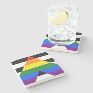 SlipperyJoes Regenbogenflagge für gerade Verbündet Steinuntersetzer