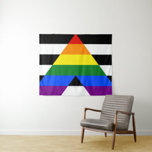 SlipperyJoes Regenbogenflagge für gerade Verbündet Wandteppich
