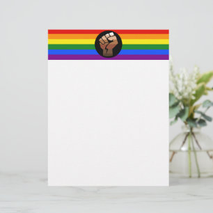 SlipperyJoes Regenbogenflagge mit erhobener Faust Briefbogen