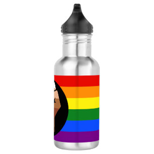 SlipperyJoes Regenbogenflagge mit erhobener Faust Edelstahlflasche