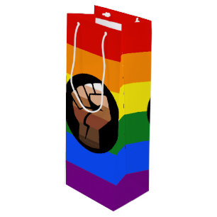 SlipperyJoes Regenbogenflagge mit erhobener Faust Geschenktüte Für Weinflaschen