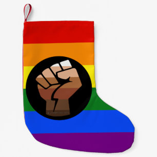 SlipperyJoes Regenbogenflagge mit erhobener Faust Kleiner Weihnachtsstrumpf