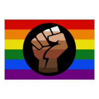 SlipperyJoes Regenbogenflagge mit erhobener Faust