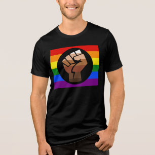 SlipperyJoes Regenbogenflagge mit erhobener Faust Tri-Blend Shirt